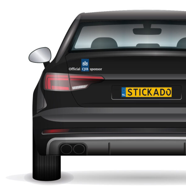 Official CJIB Sponsor sticker op Zwarte auto