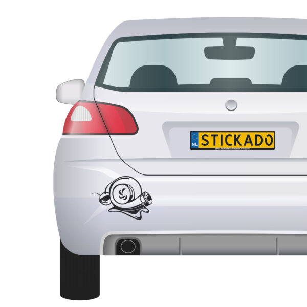 Sticker Turbo Slak op witte auto